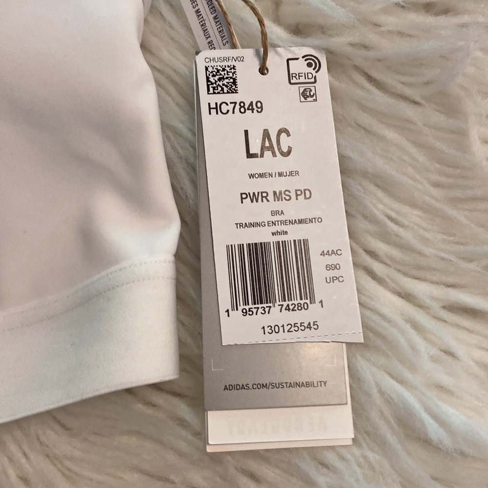 Adidas Women's White Sports Bra brand new with tag - Picture 2 of 8